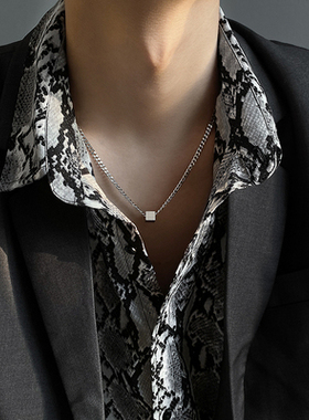 钛钢小方块中性小方块项链