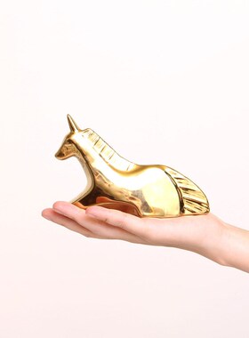 金色时尚现代北欧样板房间陶瓷装饰品电镀小摆件客厅X茶几软装摆