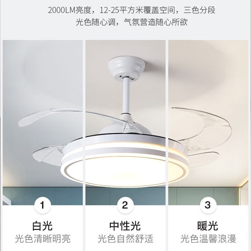 隐形风扇灯吊扇灯2024新款家用客E厅餐厅卧室吸顶带电风扇吊灯一 - 图3