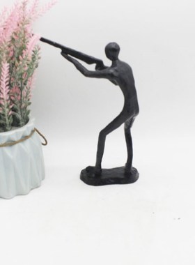 欧式铸铁射击摆件家居复古个性客厅桌面办公室装饰工艺品简约纪念