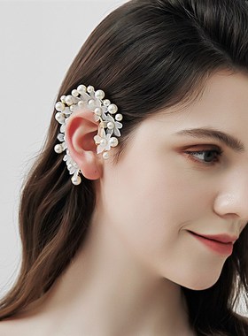 韩系仙美耳骨夹网红写真耳饰无耳C洞珍珠耳环森系耳夹手工个性耳