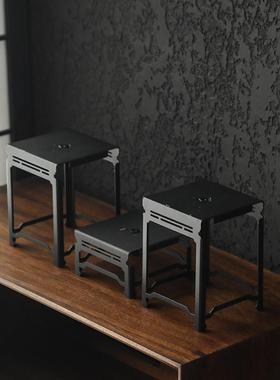 创意铁小博古架子迷你桌面存储架咖啡桌装饰底座工艺品方格桌