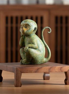 黄铜十二生肖猴子摆件家居客厅玄关办公室桌面摆设高档装饰礼品