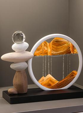 时来运转流沙画摆件客厅电视柜酒柜玄关轻奢高档高级装饰品办公室