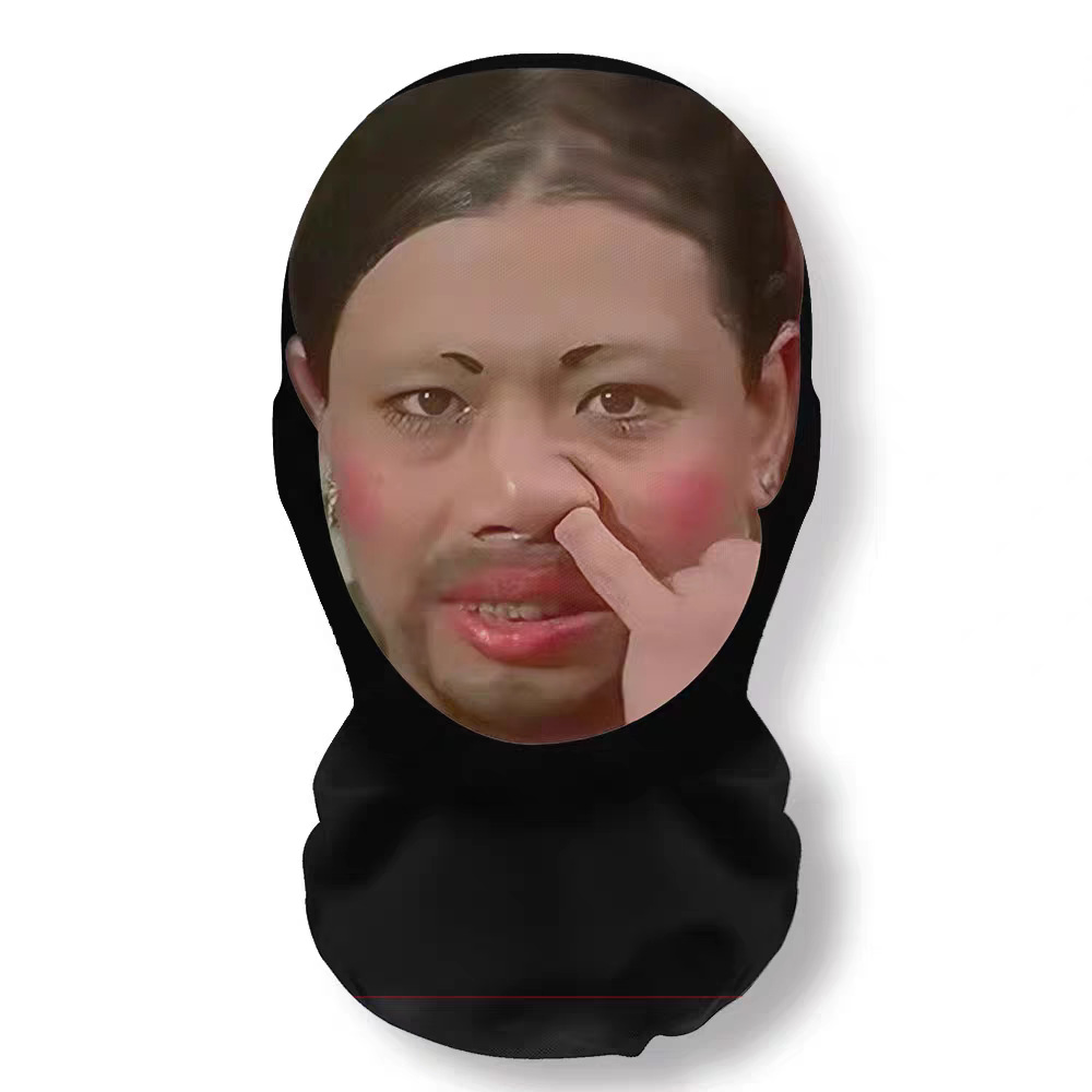 如花抽象头套名人脸表情包网纱星爷印花搞笑搞怪活动骑行拔河面罩 - 图0