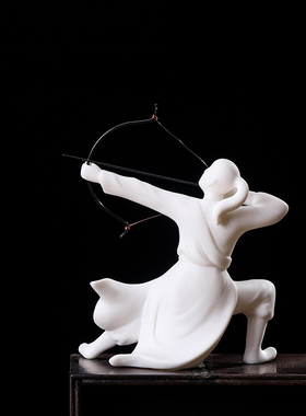 创意陶瓷中式射箭人物玄关客厅电视柜软装工艺品家居饰品禅意摆件