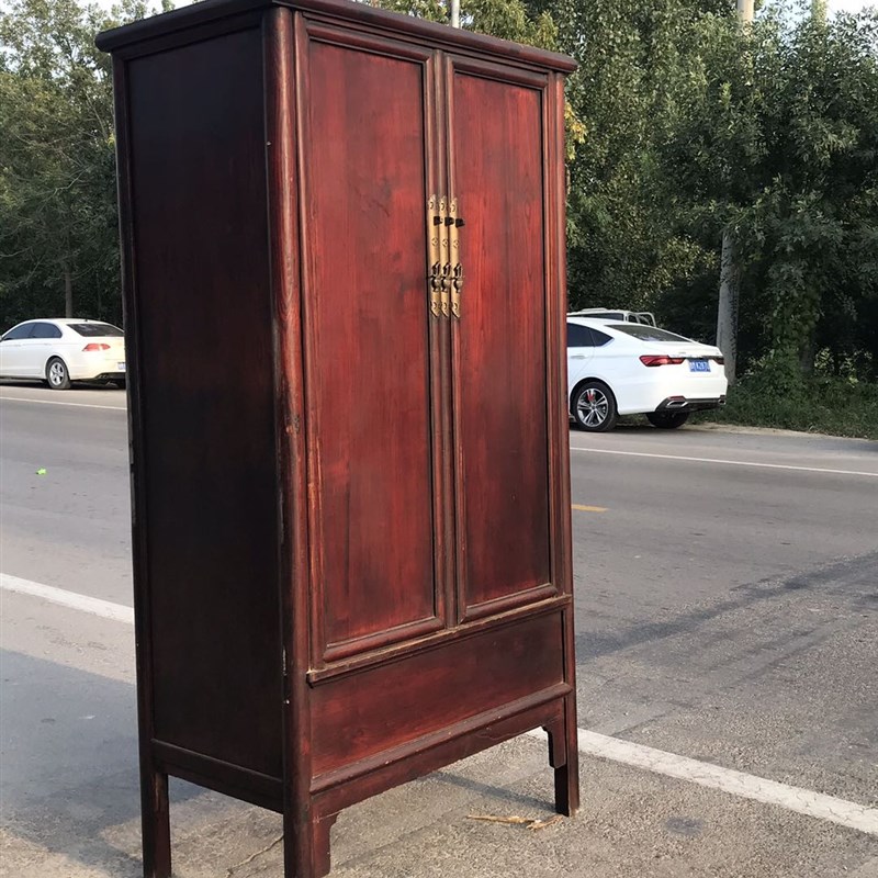 老榆木衣柜老旧物件新中式旧木柜子老衣橱旧边柜民国老储物柜怀旧 - 图2