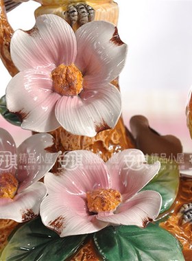 简欧式红头山雀鸟陶瓷礼品家饰品摆件动物摆件结婚饰品大号电视柜