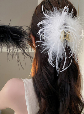 羽毛后脑勺发夹女抓夹