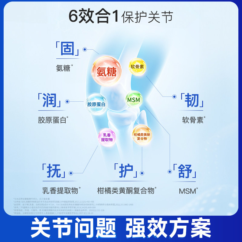 普丽普莱美国三倍浓度氨糖软骨素钙中老年护MSM维骨力关节灵180片