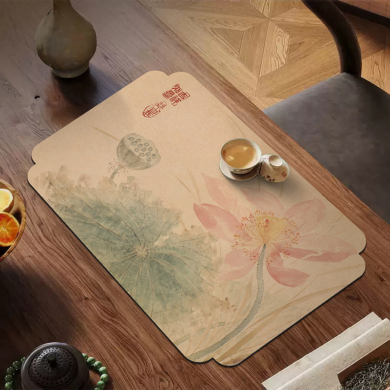 新中式一人茶垫吸水茶席茶桌垫布茶台桌旗垫硅藻泥禅意茶沥水垫子,淘宝优惠券,粉丝福利购,淘宝优惠卷