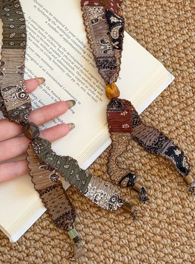 复古腰果花纹串珠丝巾项链女川西旅游装饰配饰秋冬长款叠戴毛衣链