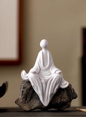 陶瓷禅意小和尚中式客厅玄关办公桌鱼缸微景观人物无相佛装饰摆件