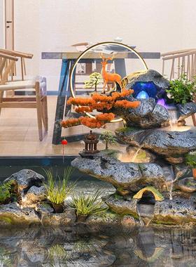 大型假山水景喷泉庭院露台花园布置鱼池流水摆件循环水角落造景观