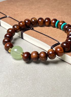 绿檀黑花梨木手串紫檀竹节芭比