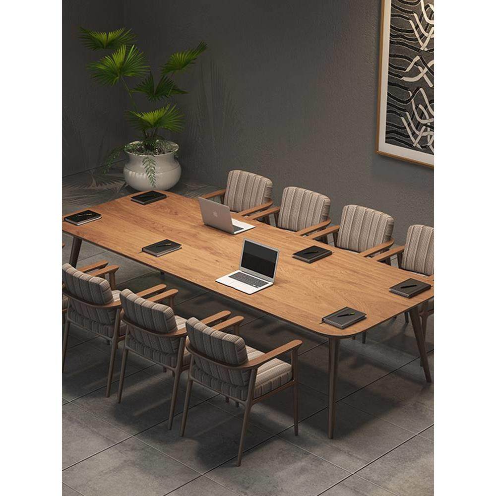 简易实木会议桌长桌简约现代定制长条桌子工作台大板办公桌椅组合