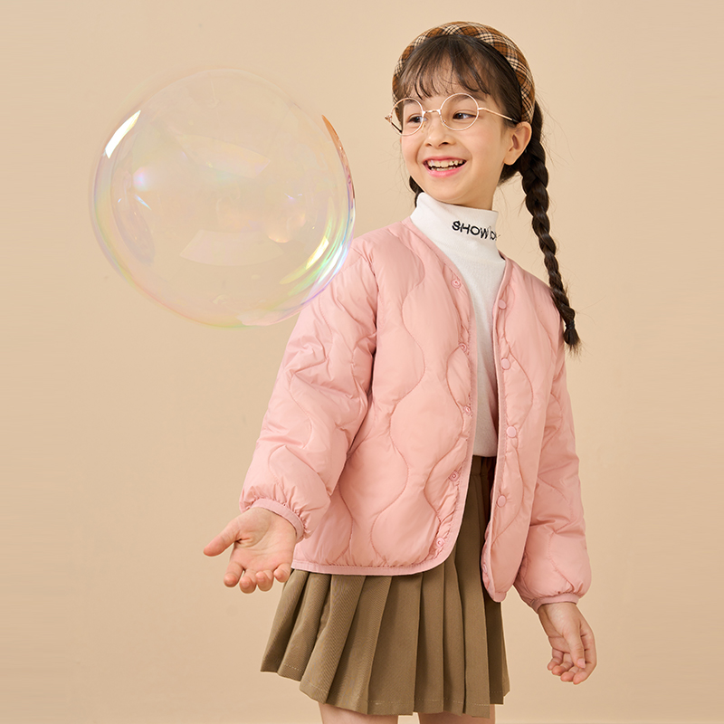 儿童羽绒丝内胆轻薄男童冬季女童宝宝童装内穿羽绒丝服保暖外套 - 图1