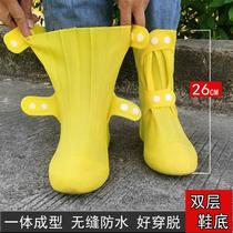Rain shoes cover waterproof anti-slip high play thickened high cylinder portable adult student rider shoe cover water shoes non-slip abrasion resistant