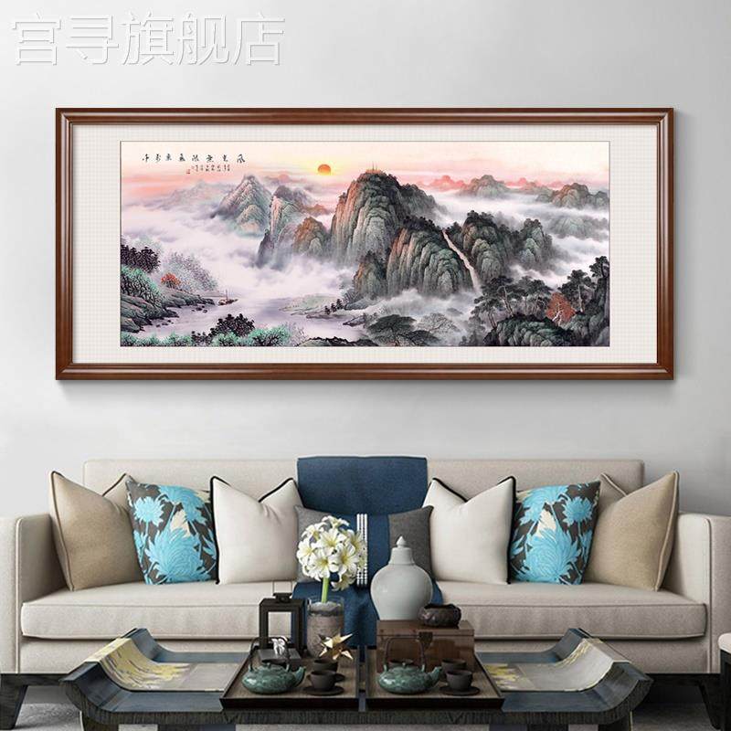 新款泰山画靠山图客厅办公室书房有山无水国画五岳独尊泰山日出画_虎窝淘