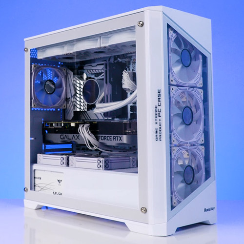 航嘉机箱GX760S/G63战戟电脑台式机侧透明白色海景房360水冷matx - 图0
