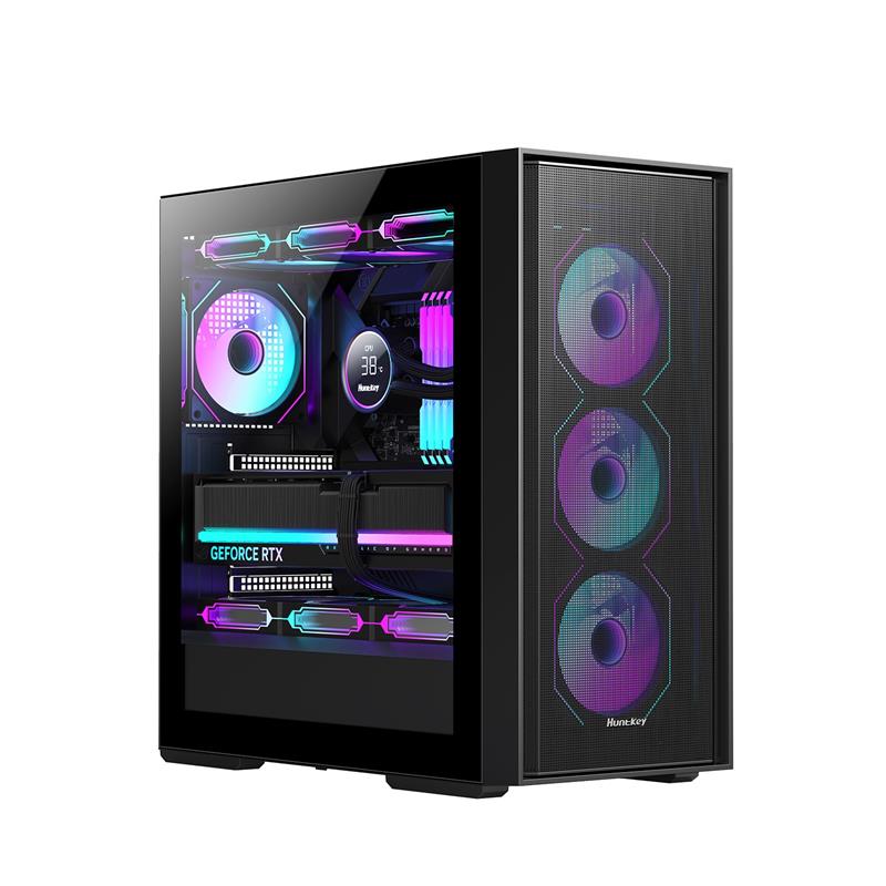 航嘉机箱GS680C/G63战戟电脑台式机侧透明白色海景房360水冷matx