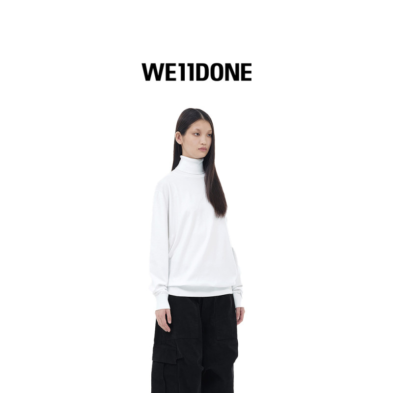 WE11DONE中性男女同款胸前提花logo高领针织上衣打底衫,淘宝优惠券,粉丝福利购,淘宝优惠卷