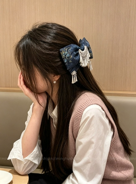 新中式壮锦流苏后脑勺发夹