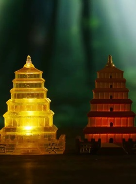 【西安大雁塔发光冰箱贴】创意文创树脂木质塔楼旅游纪念摆件礼物