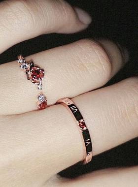 李泽言戒指同款情侣款戒指男女一对玫瑰色生日主题套装戒指指环潮