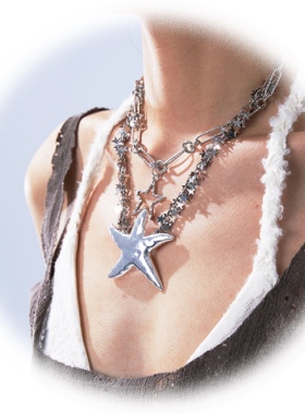 流浪部落海洋之星五角星海星项链百搭锁骨链情侣男女气质