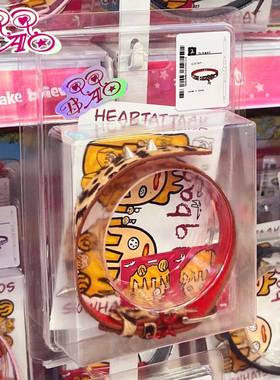 Y2K豹纹马毛红色气球小狗项圈可调节百搭choker原创设计