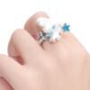 Star Bunny Pearlescent Ring Zircon Pearl Resin Ring