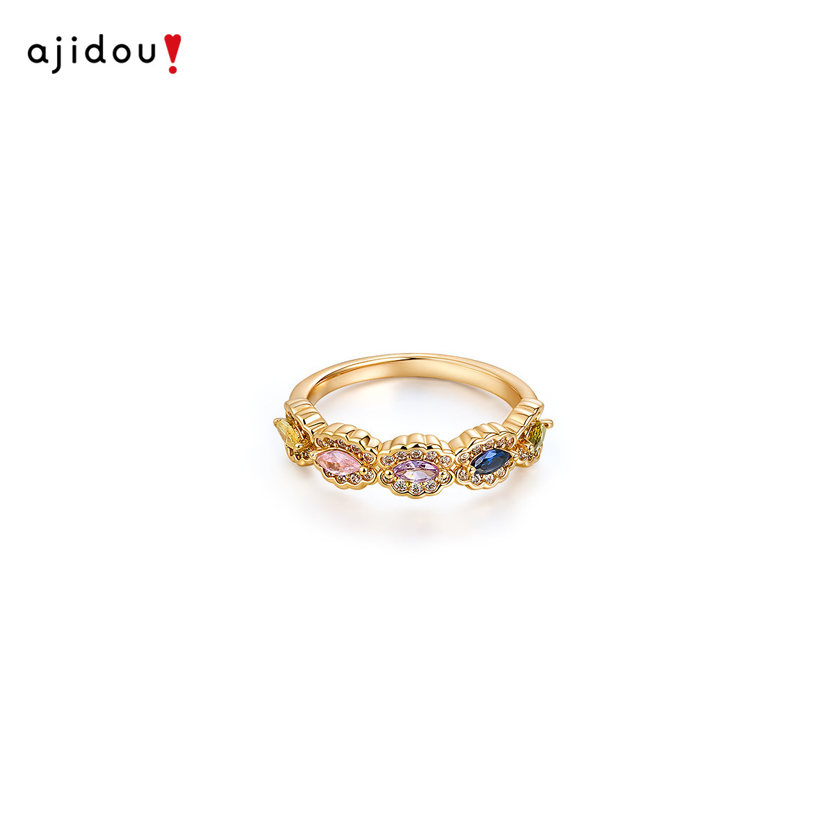 阿吉豆AJIDOU戒指女款玫金色锆石多巴胺设计感复古宫廷风指环尾戒,淘宝优惠券,粉丝福利购,淘宝优惠卷