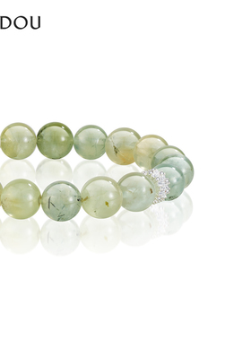 阿吉豆AJIDOU手链女款水晶葡萄石串珠青提奶盖手串时尚设计感手饰