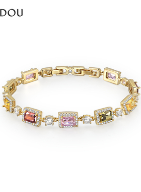 阿吉豆AJIDOU手链女款彩色锆石手串多巴胺设计感轻奢高级气质手饰