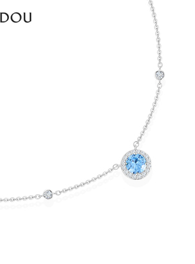阿吉豆AJIDOU项链女银色锆石锁骨链轻奢小众设计感叠戴女士短颈链