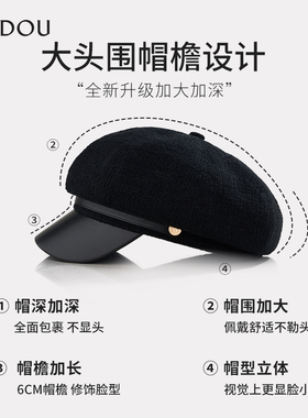 阿吉豆AJIDOU帽子女商场同款八角帽全国帽子系列时尚报童帽英伦帽