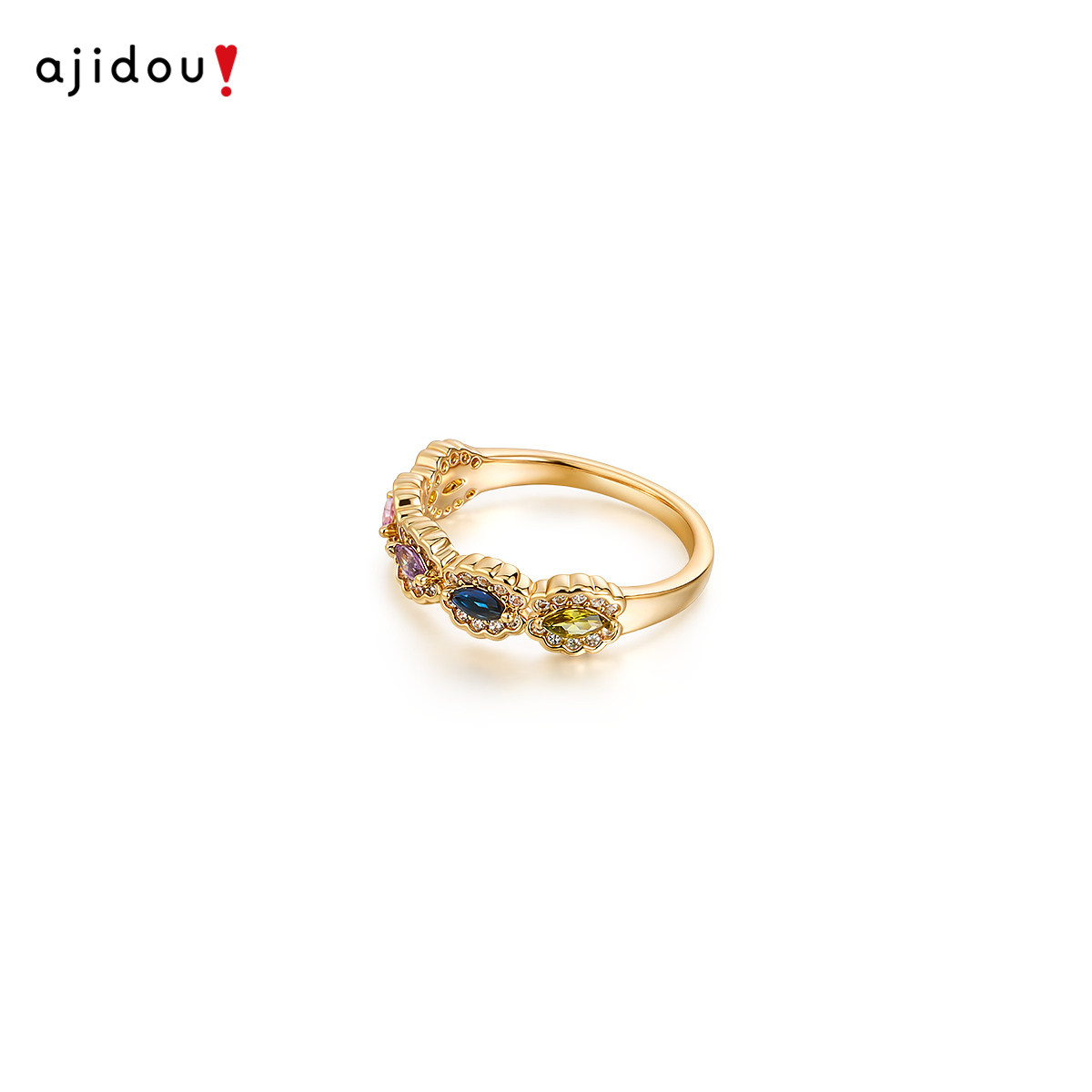 阿吉豆AJIDOU戒指女款玫金色锆石多巴胺设计感复古宫廷风指环尾戒,淘宝优惠券,粉丝福利购,淘宝优惠卷