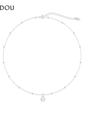 阿吉豆AJIDOU项链女款S925银珍珠项链爆款小灯泡毛衣链轻奢锁骨链