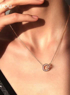 阿吉豆项链女罗马圆环吊坠同款