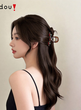 AJIDOU阿吉豆抓夹高级感鲨鱼夹樱桃发卡半扎发夹子后脑勺发饰女