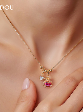 阿吉豆AJIDOU项链女款金色钱袋子福袋吊坠精致颈链轻奢首饰锁骨链