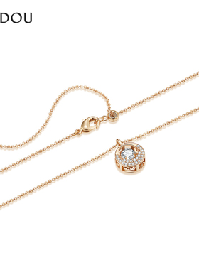 阿吉豆AJIDOU项链女玫金色可旋转锆石百搭锁骨链小众设计感短颈链