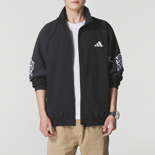 Adidas阿迪达斯秋季新款男运动服休闲立领夹克透气宽松外套KA1265 - 图0