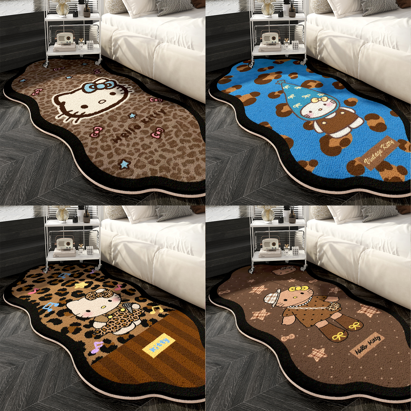 卡通房间床边地毯女孩卧室床头毛绒脚垫主卧床前床下可爱加厚地垫 - 图1