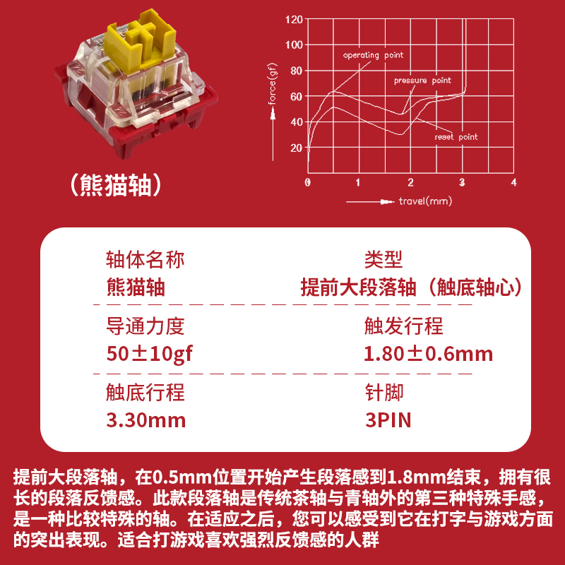 欧特姆outemu高特熊猫轴客制化机械键盘轴体热插拔提前大段落开关-图1