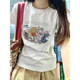 Summer American Retro ບ່າຂວາແຂນສັ້ນ T-Shirt ແມ່ຍິງແບບໃຫມ່