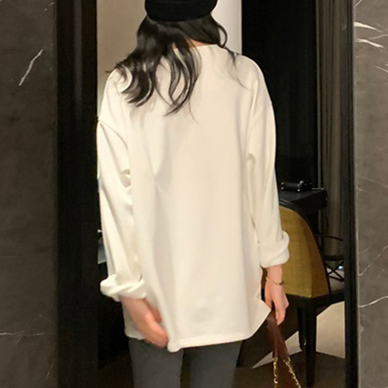 长袖t恤宽松打底衫2026新款女秋冬白色内搭加绒鲨鱼裤搭配的上衣,淘宝优惠券,粉丝福利购,淘宝优惠卷