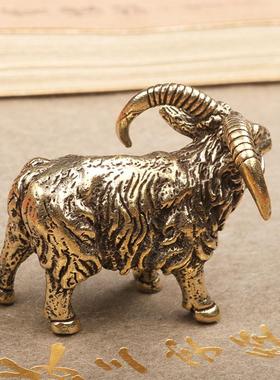 铜雕老山羊黄铜仿古十二生肖羊摆件全铜家居客厅办公室装饰工艺品