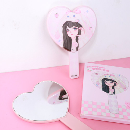 Mine Took/苾桃手持化妆镜便携随身高清手柄小镜子可爱化妆镜子 - 图1